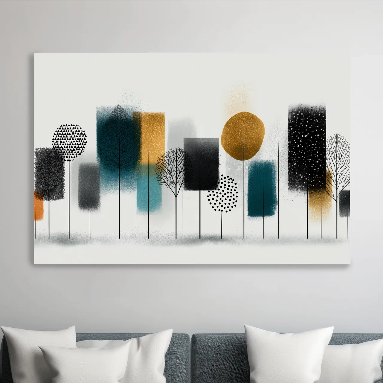 Abstract Minimalist Forest Grove Silhouettes - Modern Scandinavian Geometric Wall Art