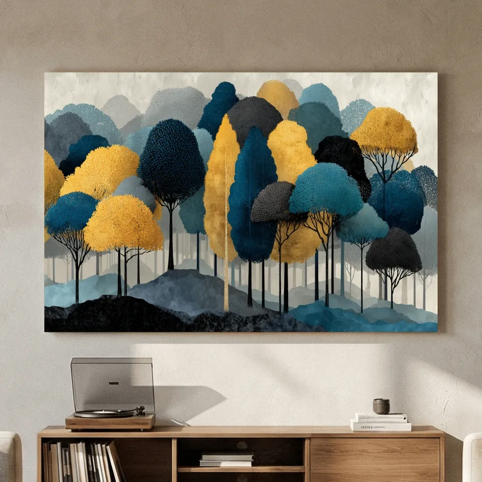 Abstract Woodland Forest Landscape - Contemporary Bohemian Wall Art
