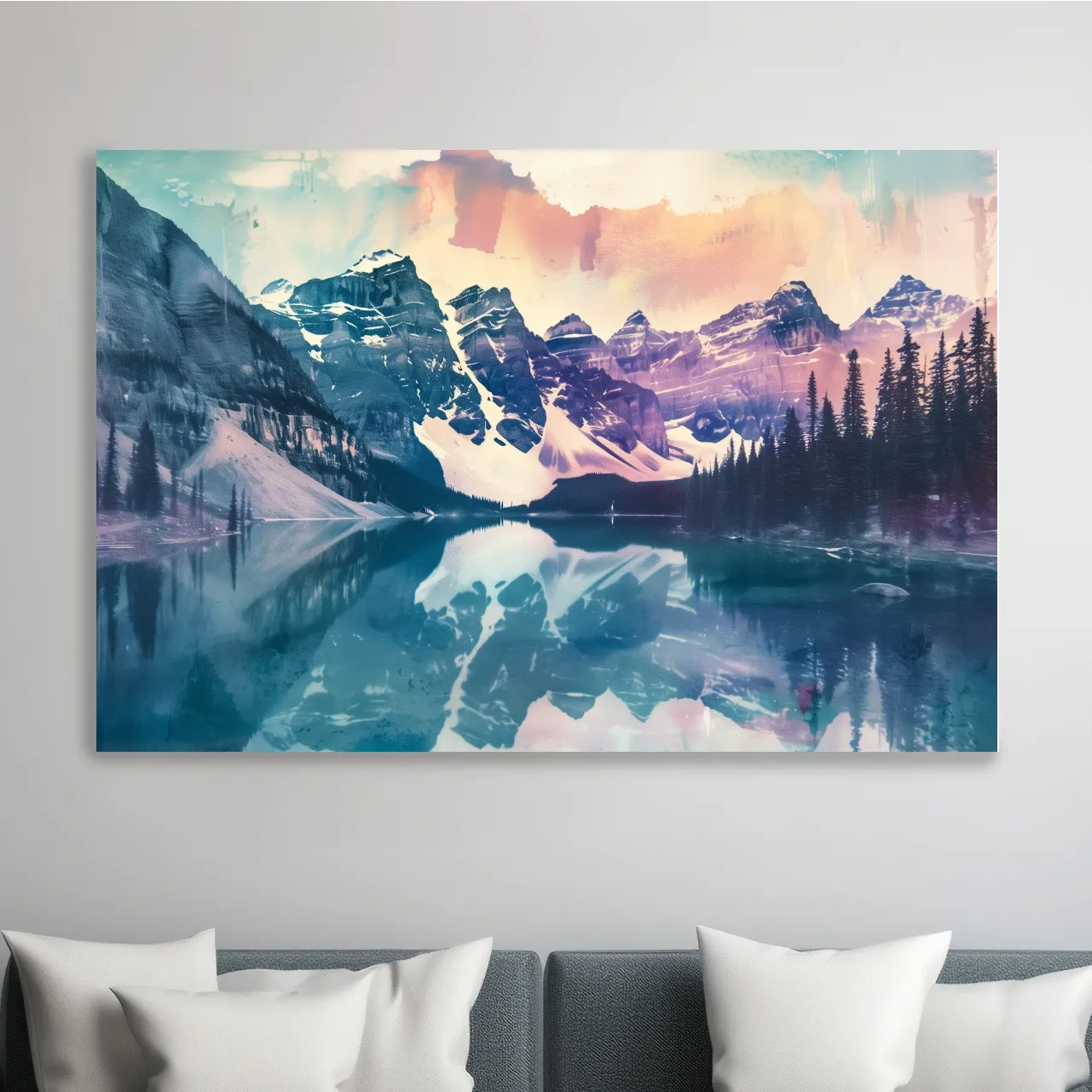 Valley of the Ten Peaks Watercolor Painting - Moraine Lake Banff Wall Art