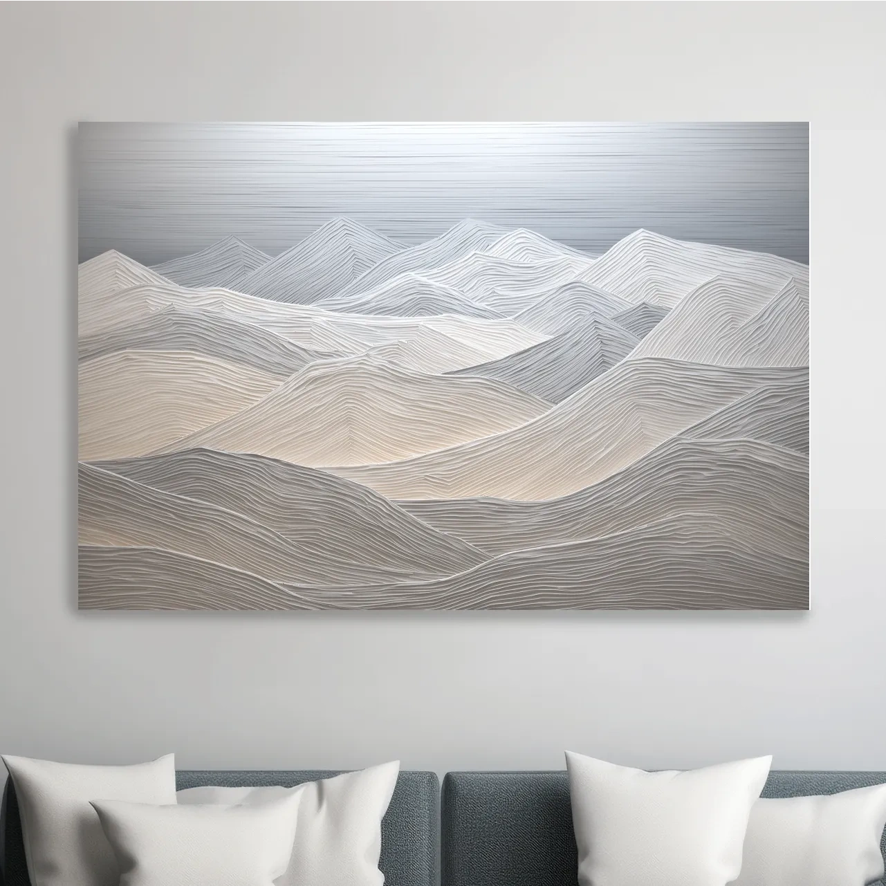 Minimalist Textured Topographic Mountain Ridges - 3D Painting Effect Wall Art