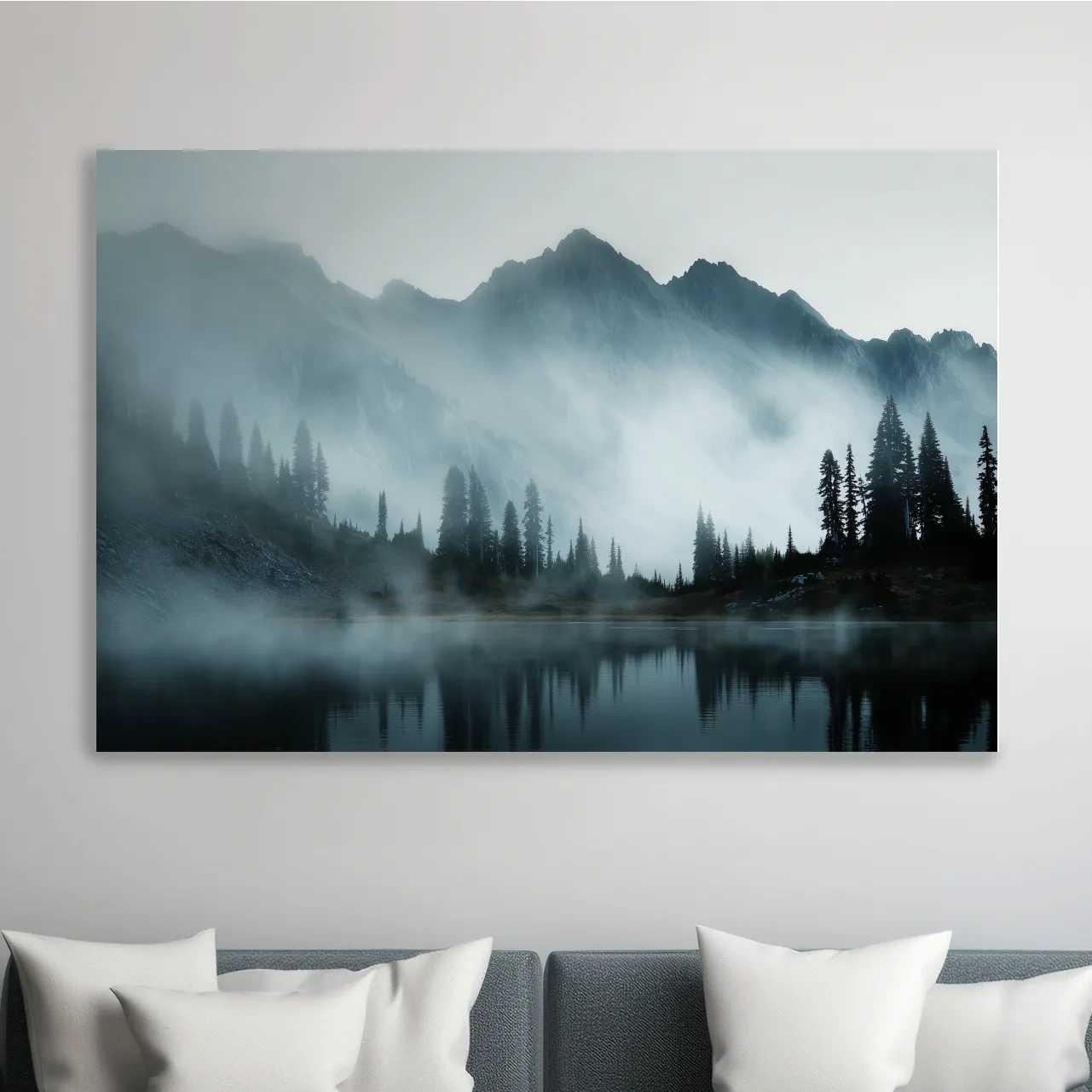 Moody Misty Mountain Lake Photography - Atmospheric Alpine Forest Wall Art