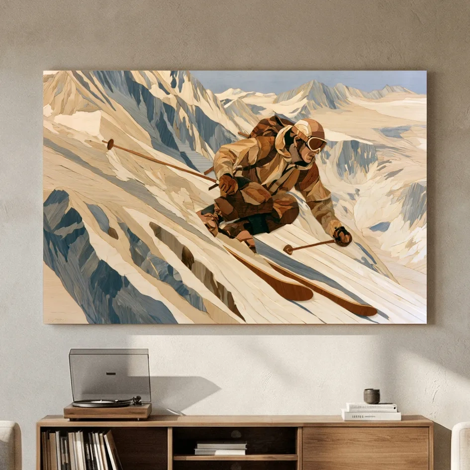 Dynamic Backcountry Skier Alpine Descent - Adventure Winter Sports Wall Art