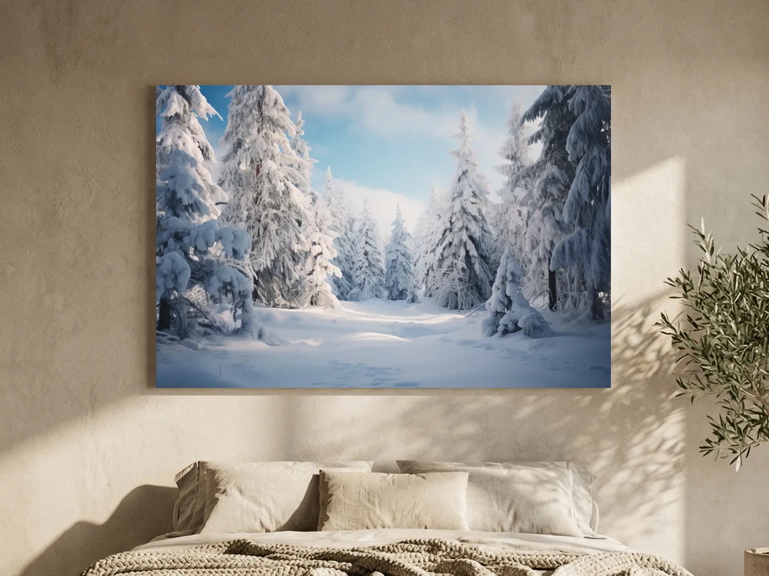 Serene Snowy Pine Forest Photography - Winter Wonderland Nature Wall Art