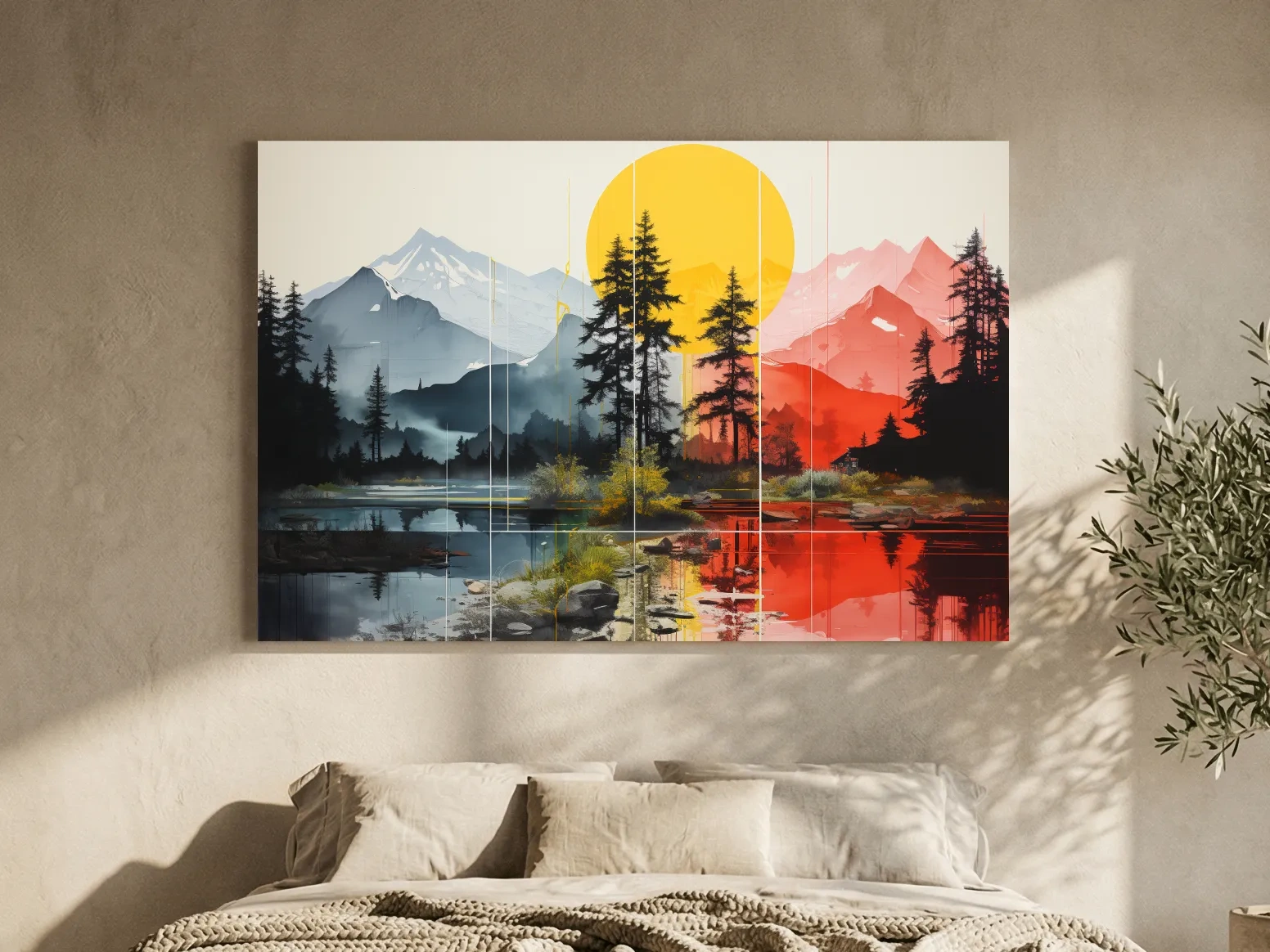 Abstract Alpine Lake Landscape - Mountain Sunset Wall Art