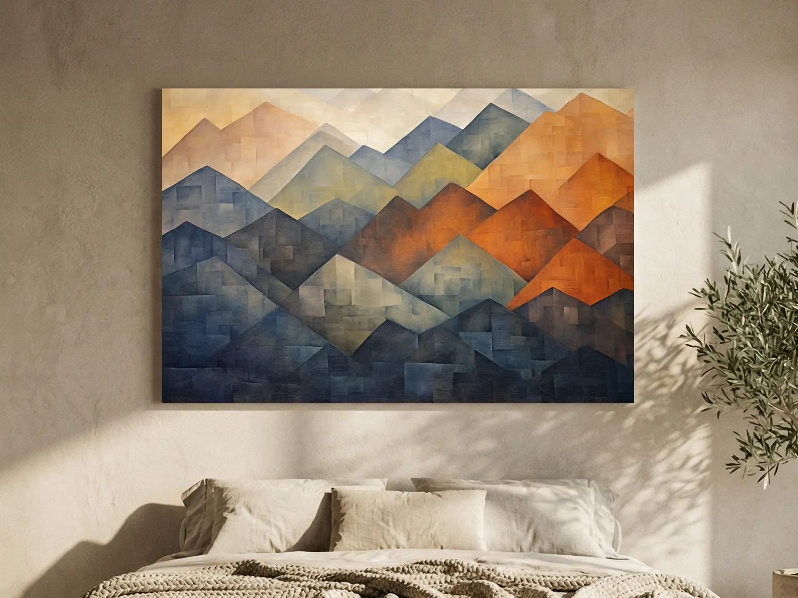 Geometric Abstract Mountain Range Artwork - Patchwork Landscape Wall Art