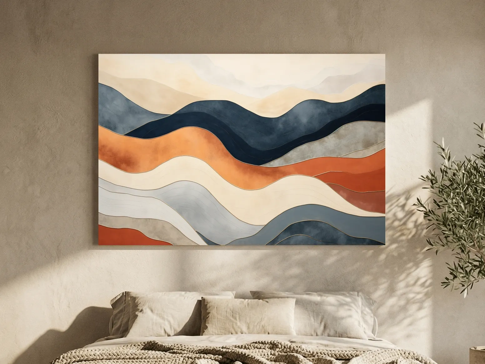 Abstract Wavy Mountain Layers - Mid Century Modern Landscape Wall Art