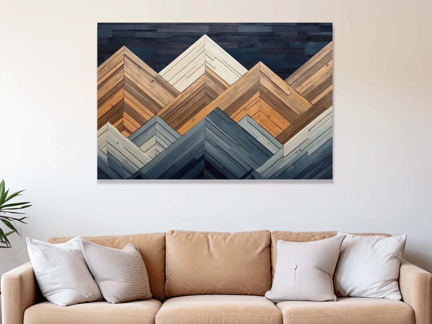 Printed wooden panel mountain art