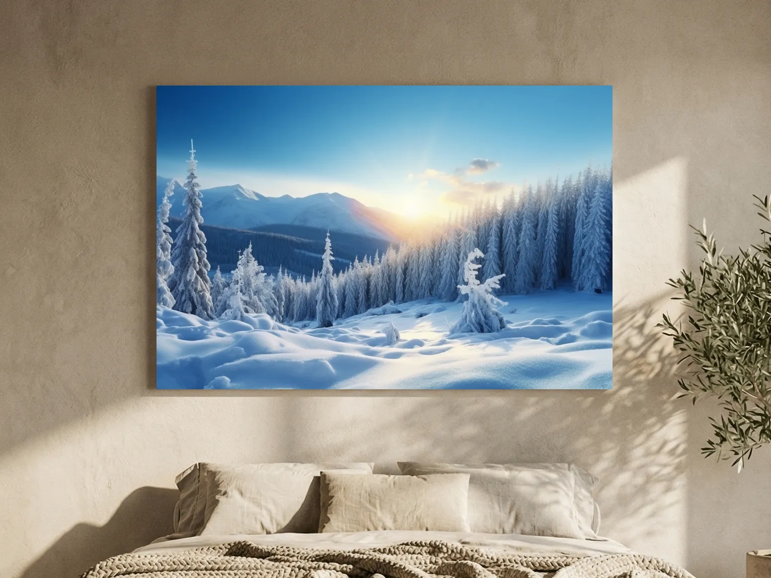 Snowy Alpine Forest Sunrise - Winter Nature Photographic Wall Art