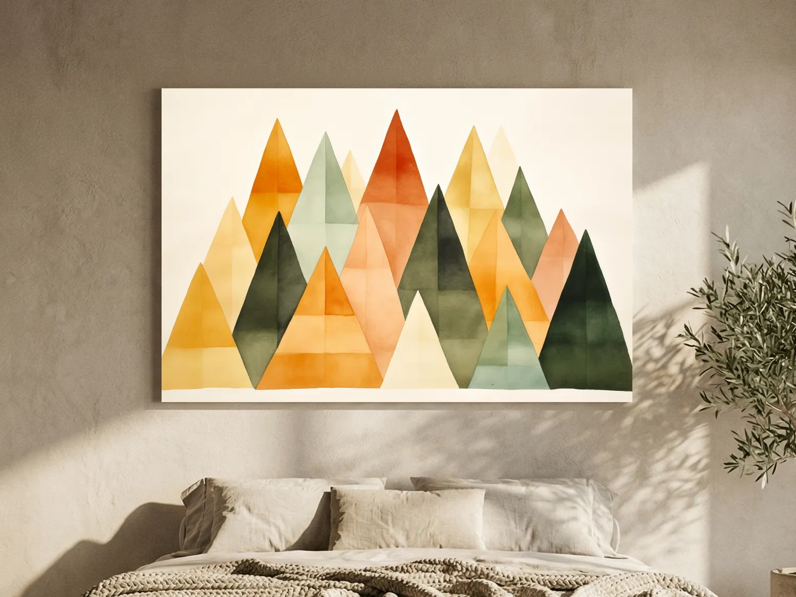 Geometric Watercolor Mountains - Modern Scandi Minimalist Wall Art