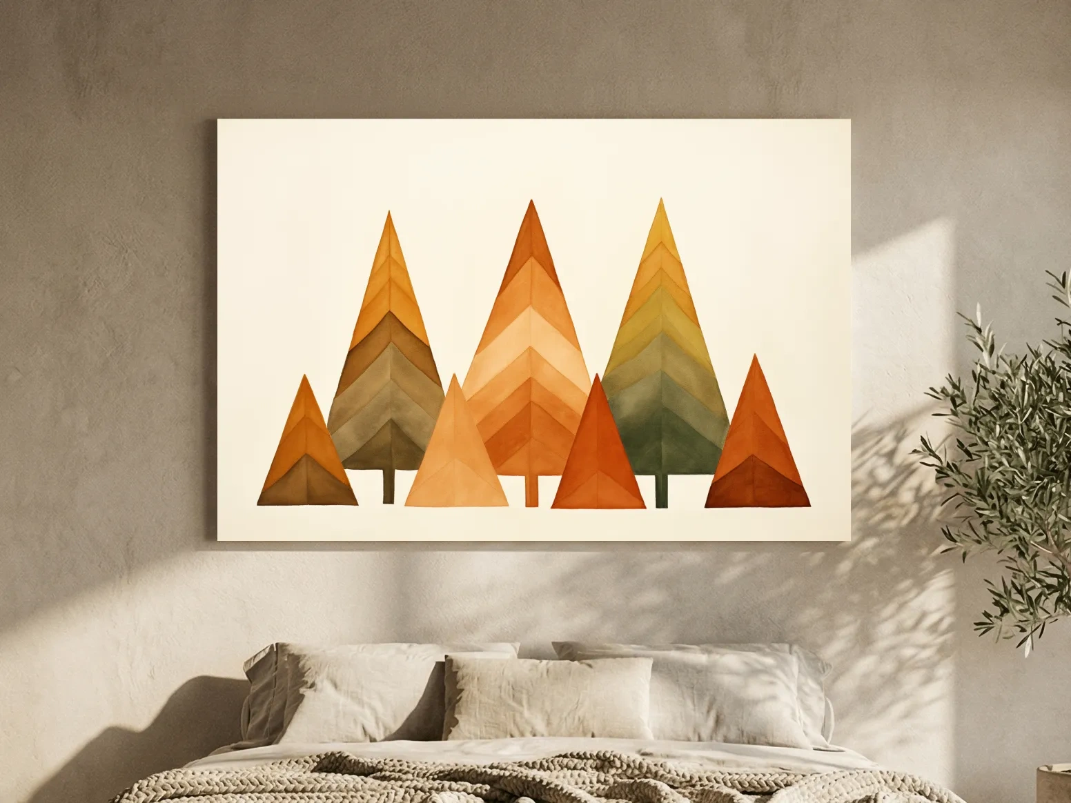 Minimalist Watercolor Pine Tree Forest - Scandinavian Geometric Nature Wall Art