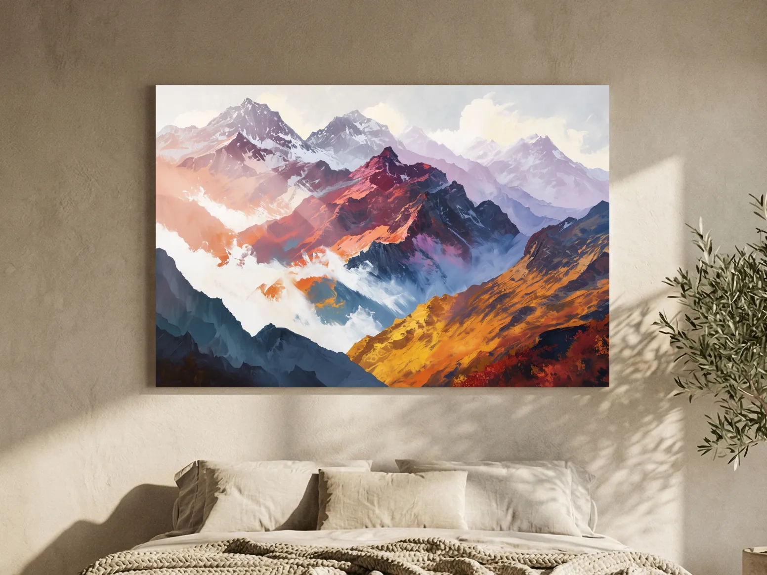 Vibrant Abstract Alpine Mountain Peaks - Colorful Impressionist Painting Wall Art
