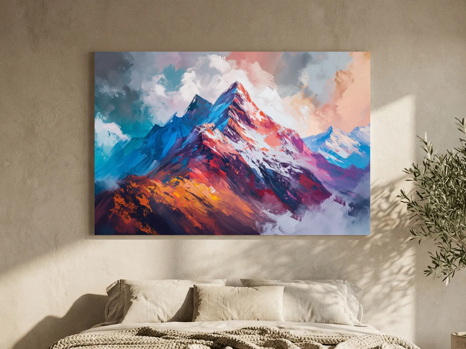 Vibrant Abstract Alpine Mountain Peaks - Colorful Landscape Wall Art