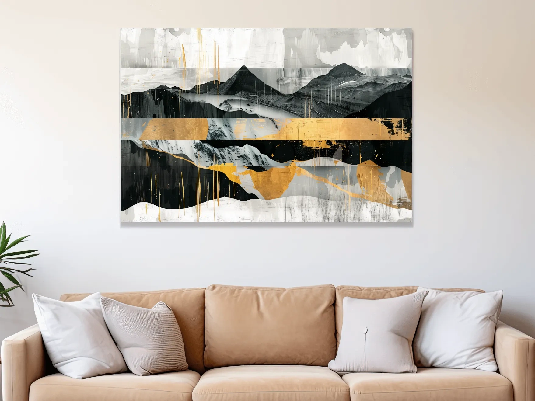 Modern abstract mountain art painting, large format wall art