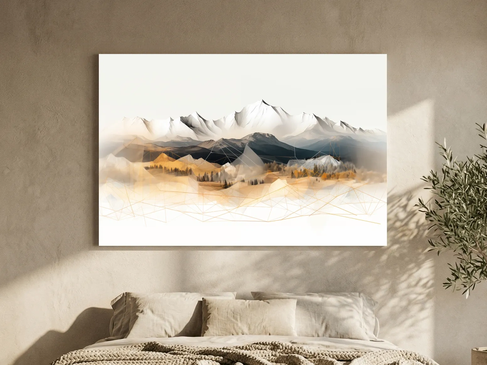 Geometric Mountain Range Forest Landscape - Modern Abstract Wall Art