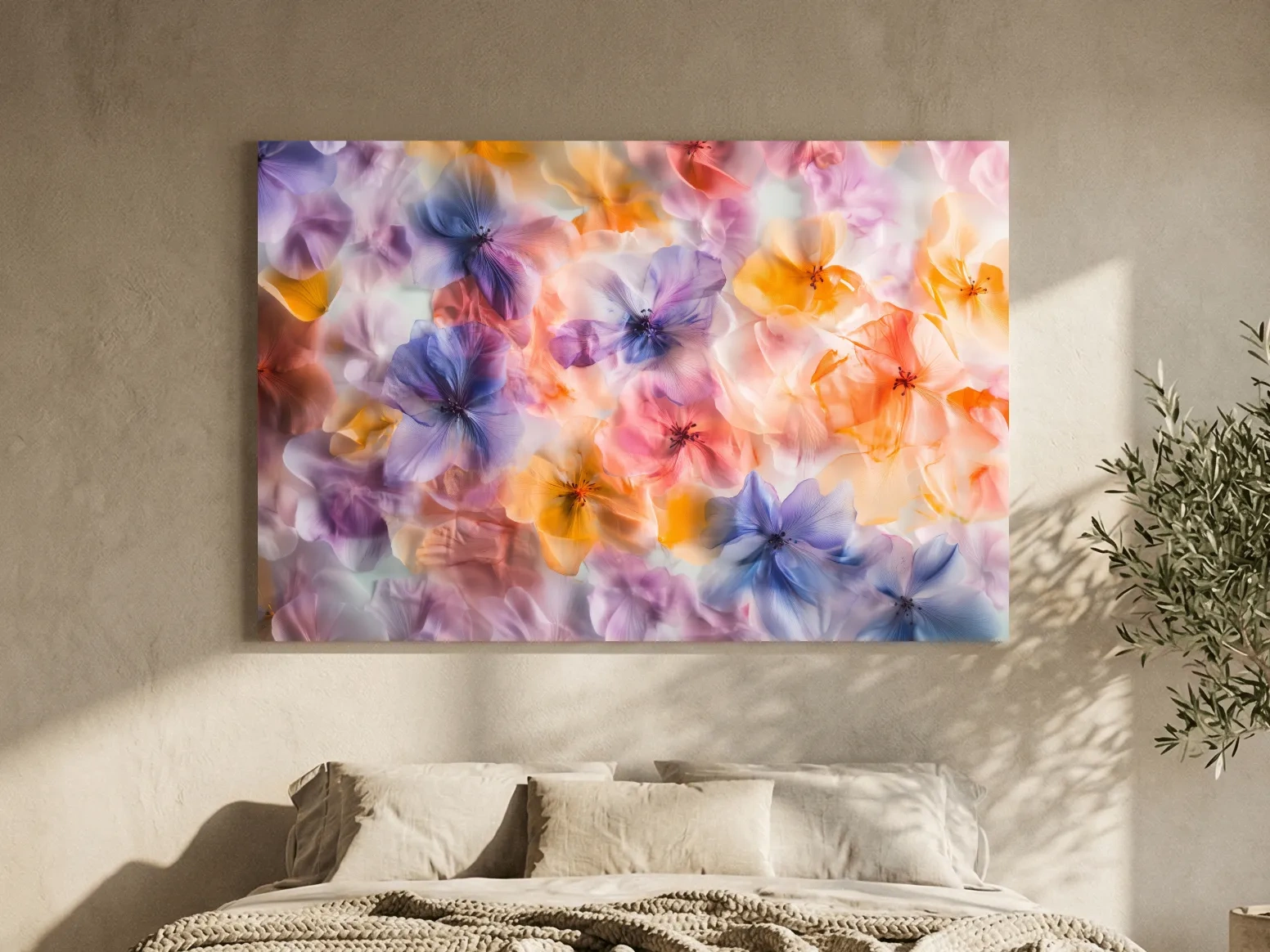 Oshibana Pastel Floral Petal Collage - Soft Botanical Wall Art