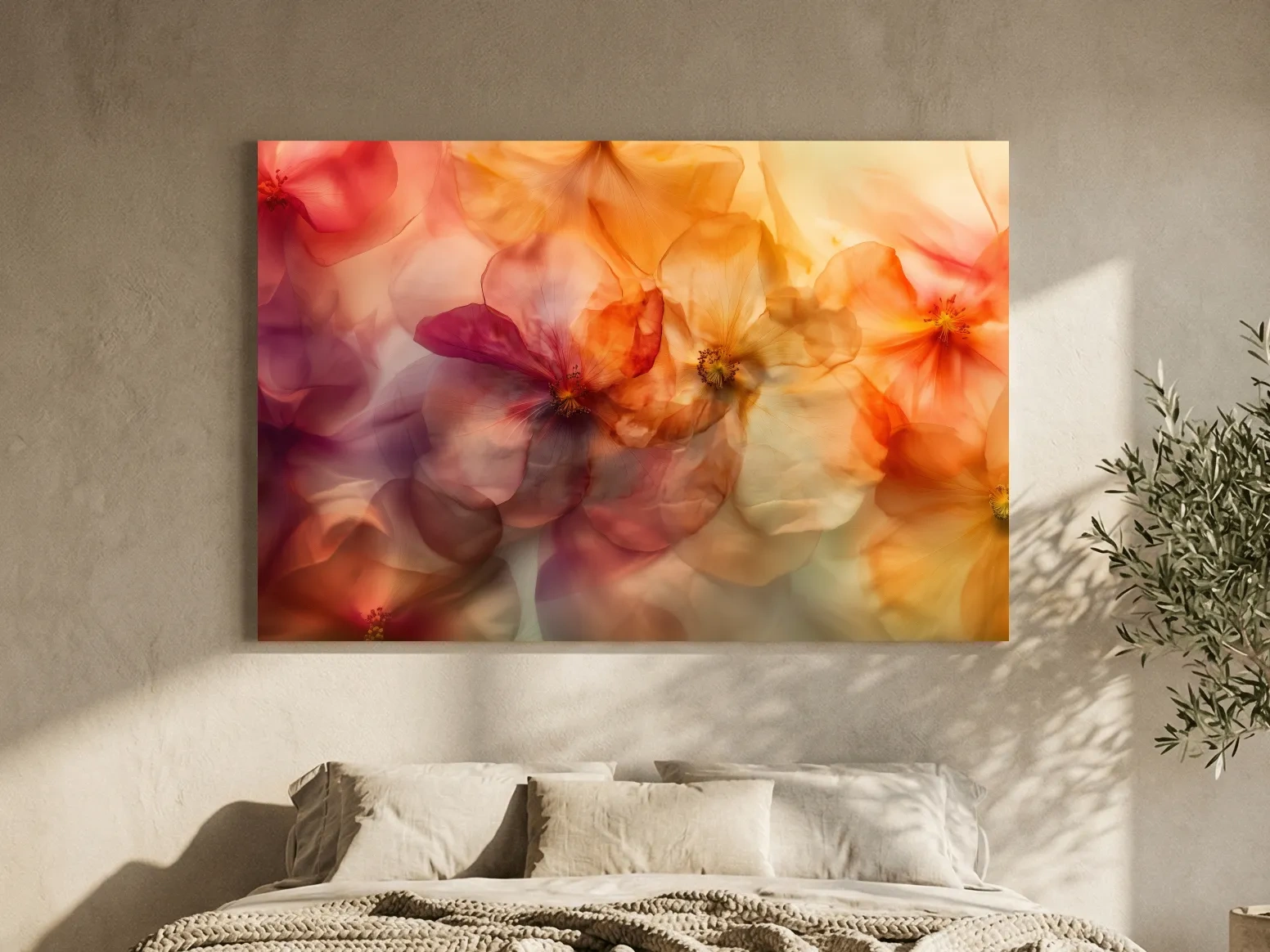 Oshibana style pressed flowers wall art print