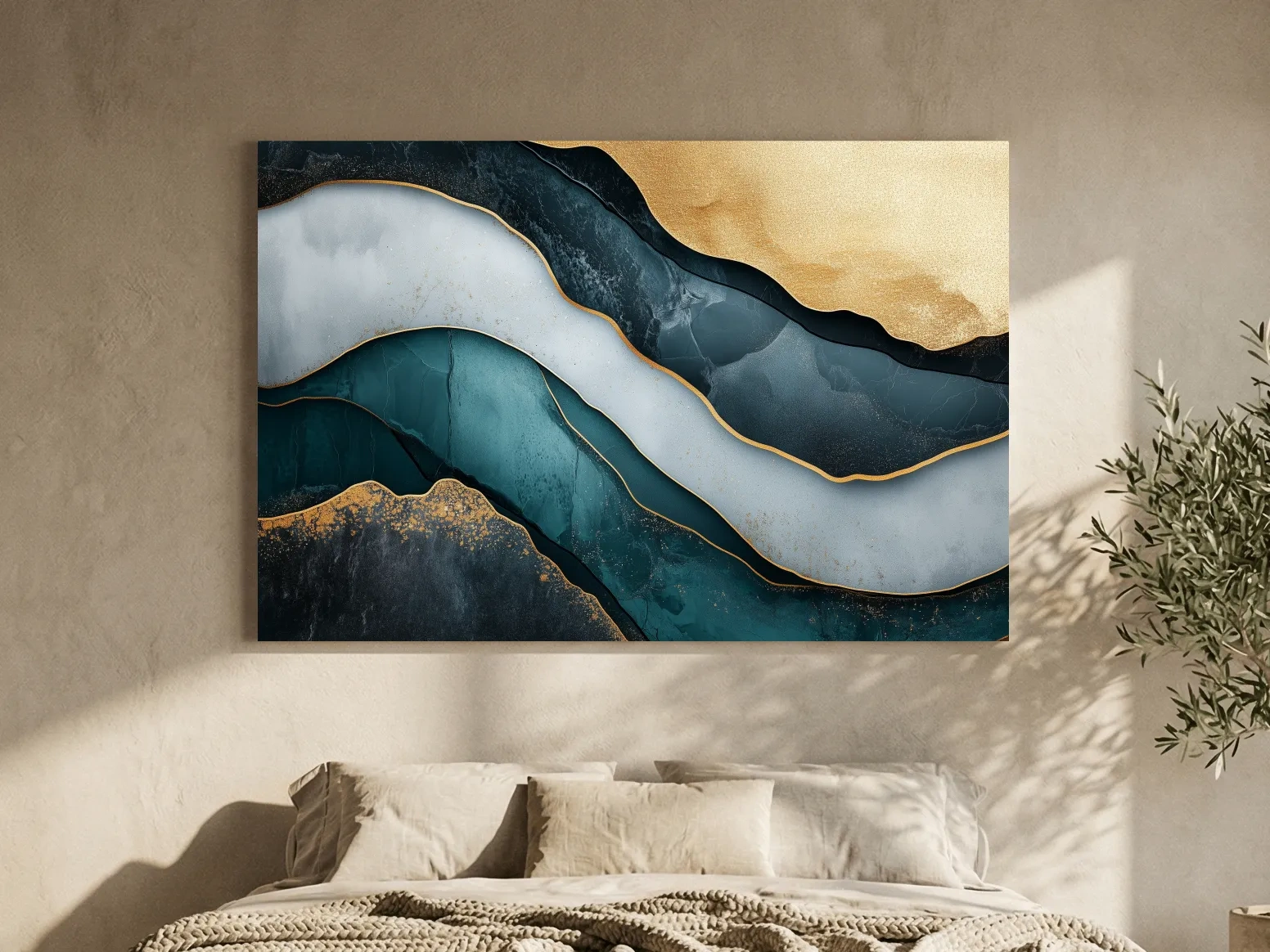 Elegant Gold Abstract Layers - Modern Marble Texture Wall Art