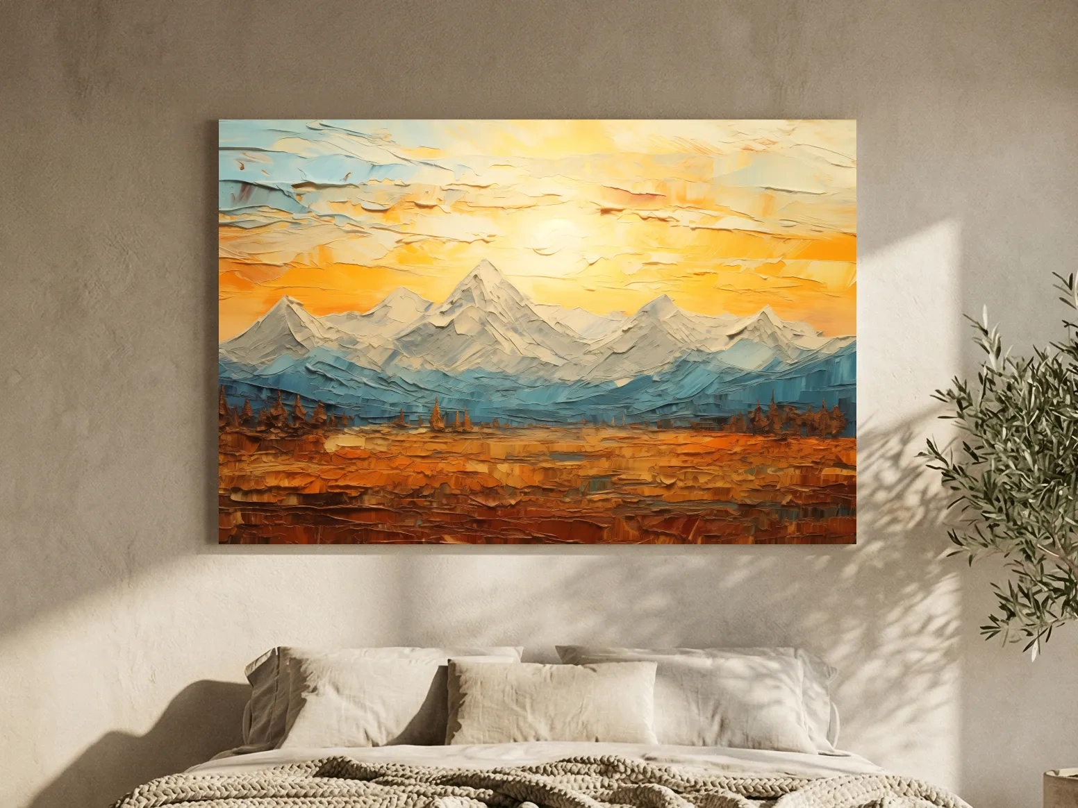 Abstract Glacier Sunrise Landscape - Impasto Style Wall Art