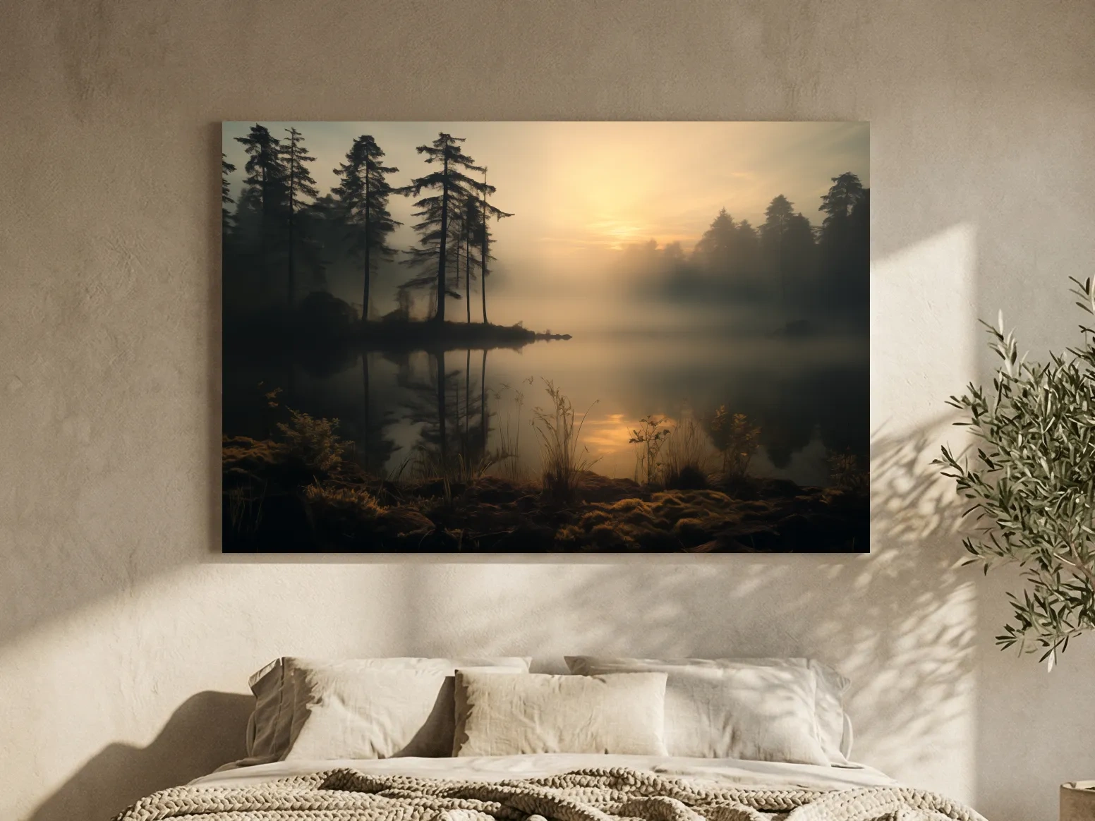 Nature Photography Wall Art - Misty Lake Sunrise & Forest