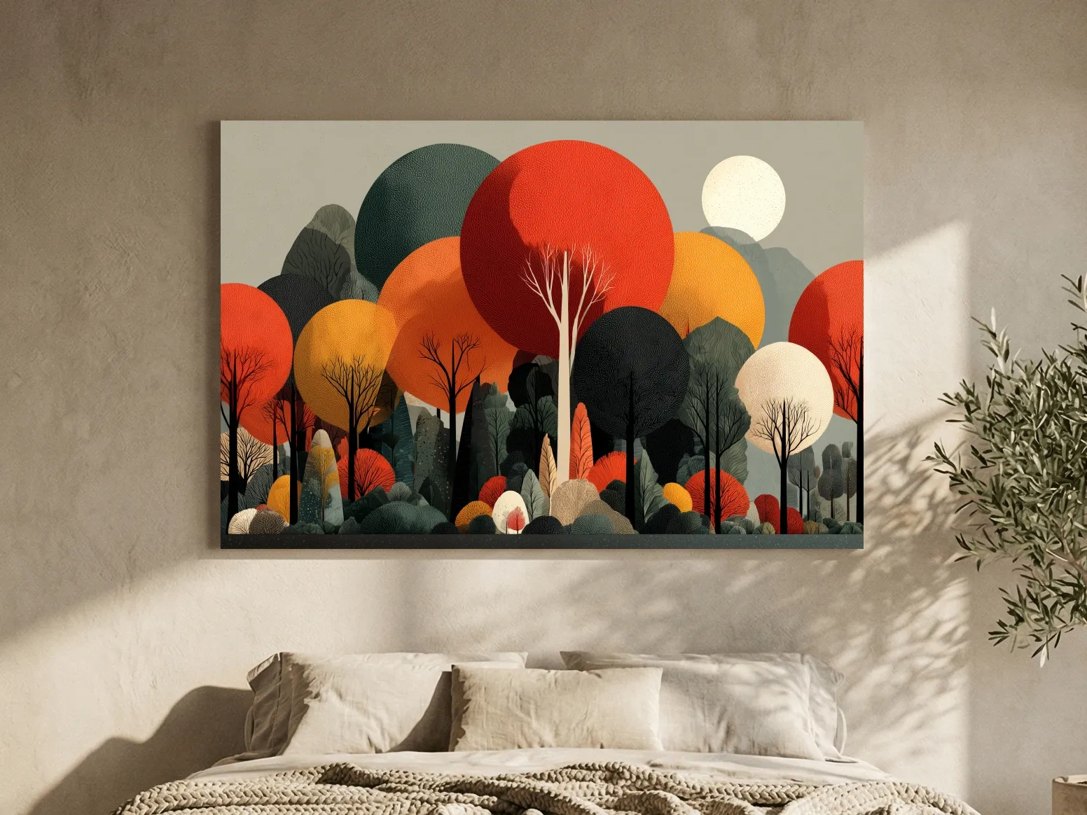 Abstract Autumn Forest Trees Canvas Art - Modern Scandinavian Wall Art