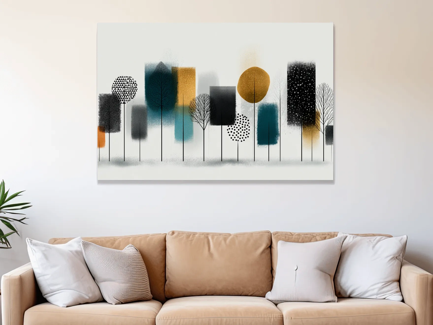 Abstract Minimalist Forest Grove Silhouettes - Modern Scandinavian Geometric Wall Art