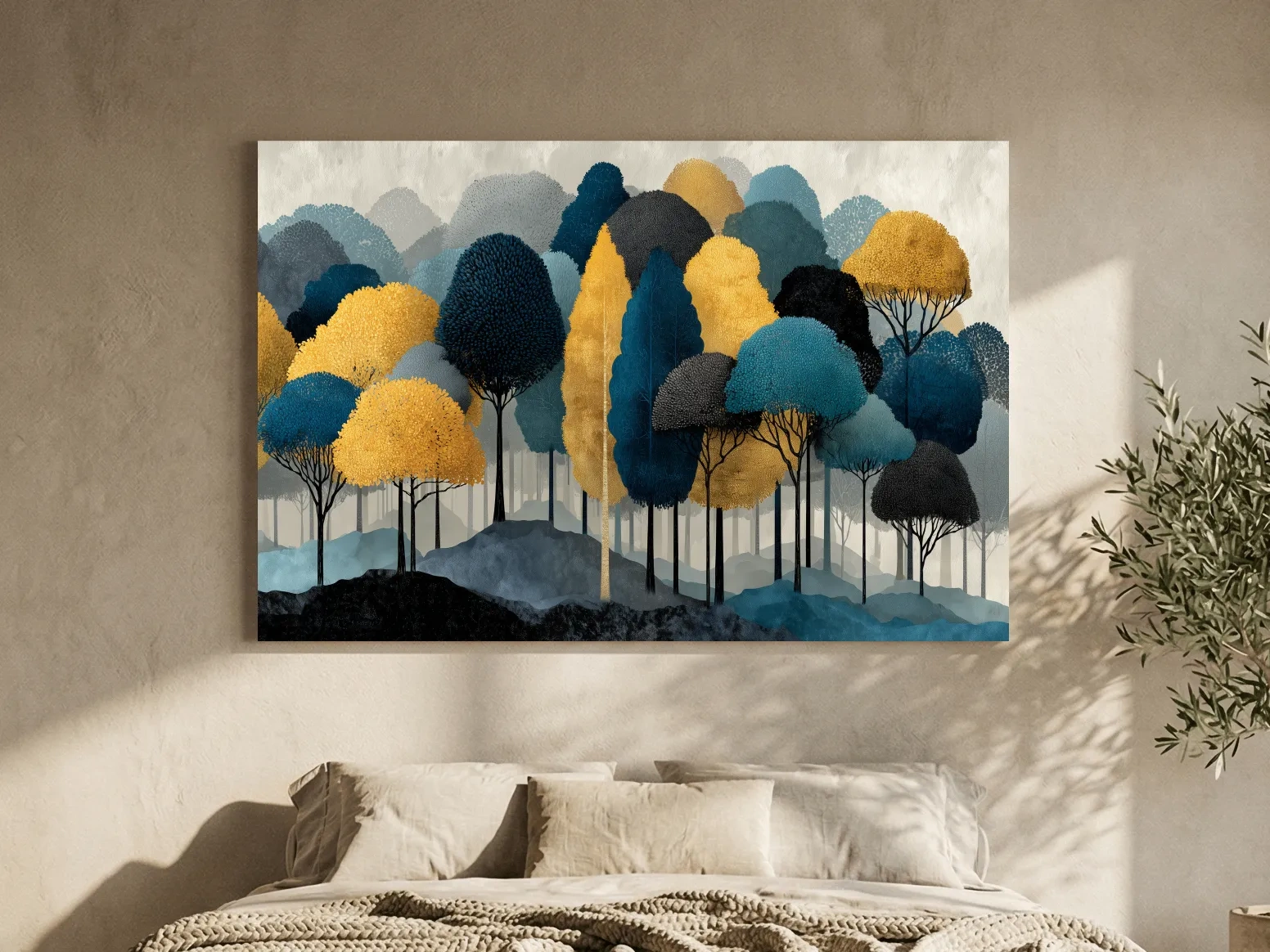 Abstract Woodland Forest Landscape - Contemporary Bohemian Wall Art