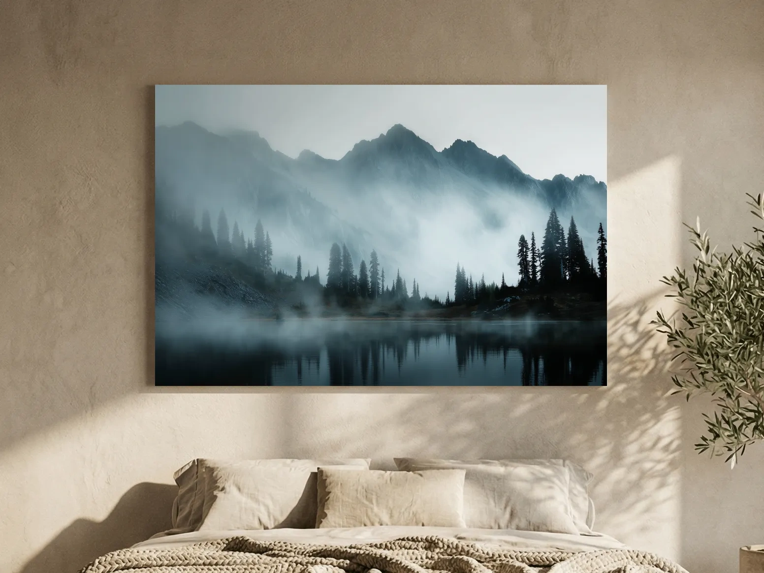 Moody Misty Mountain Lake Photography - Atmospheric Alpine Forest Wall Art