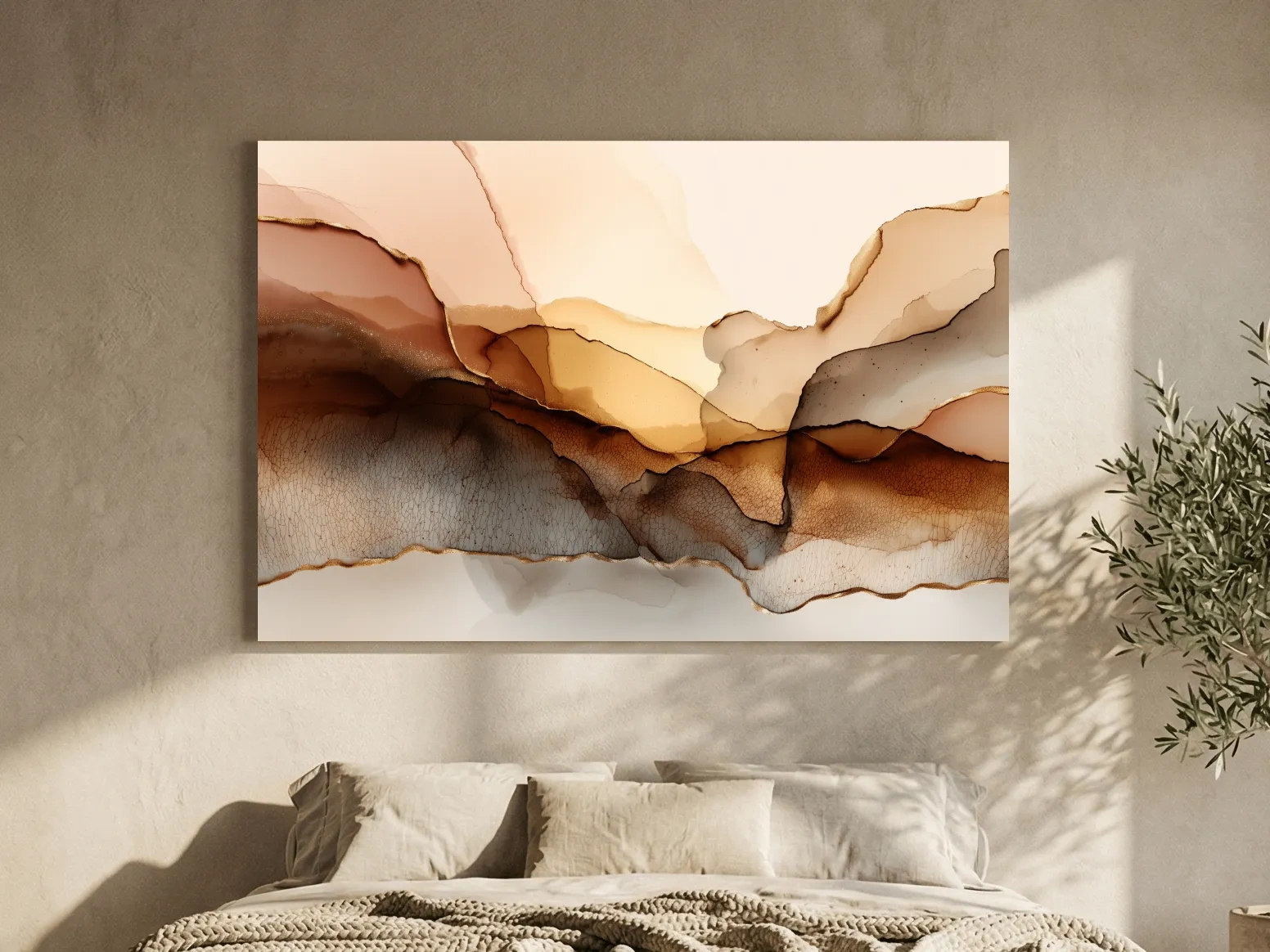 Abstract Alcohol Ink Landscape Painting - Modern Minimalist Wall Art