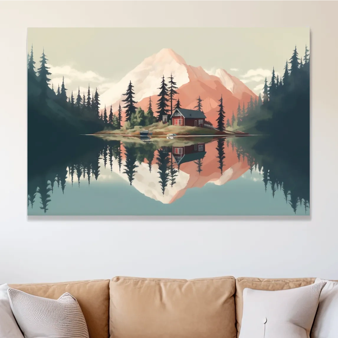 Minimal art of a cabin in the alpine