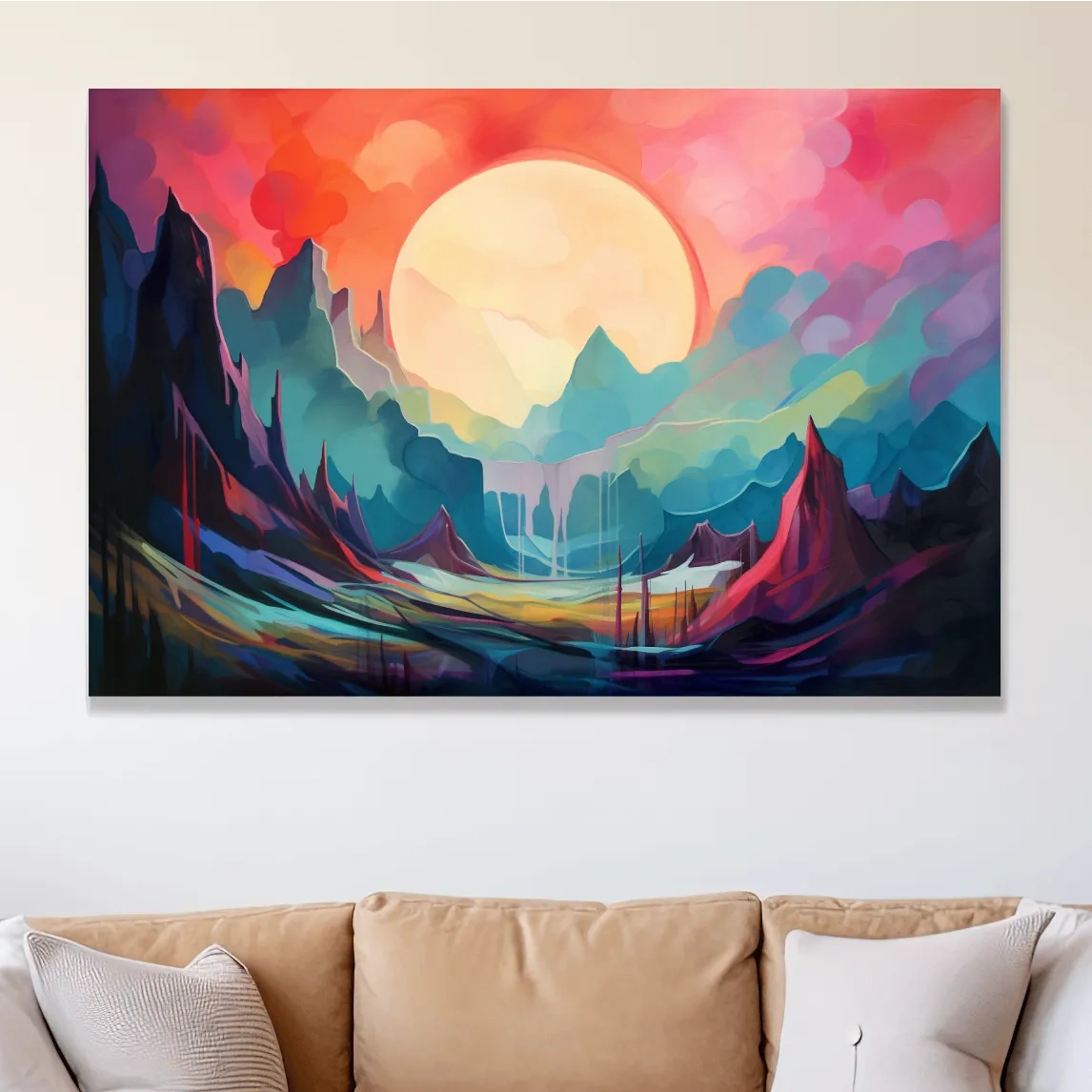 Abstract mountain oil painting wall art