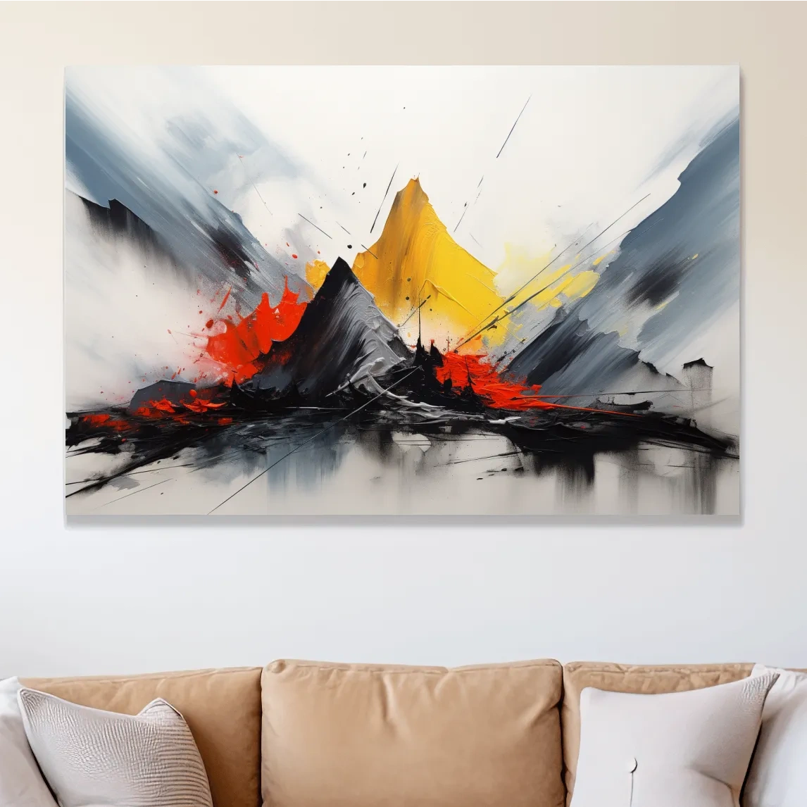 Abstract Mountain Peaks Painting - Modern Impasto Style Wall Art