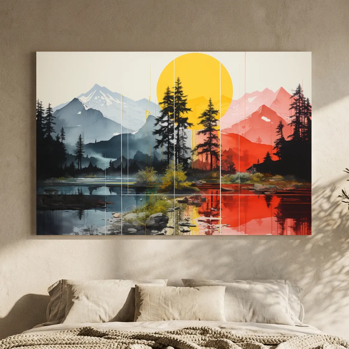 Abstract Alpine Lake Landscape - Mountain Sunset Wall Art