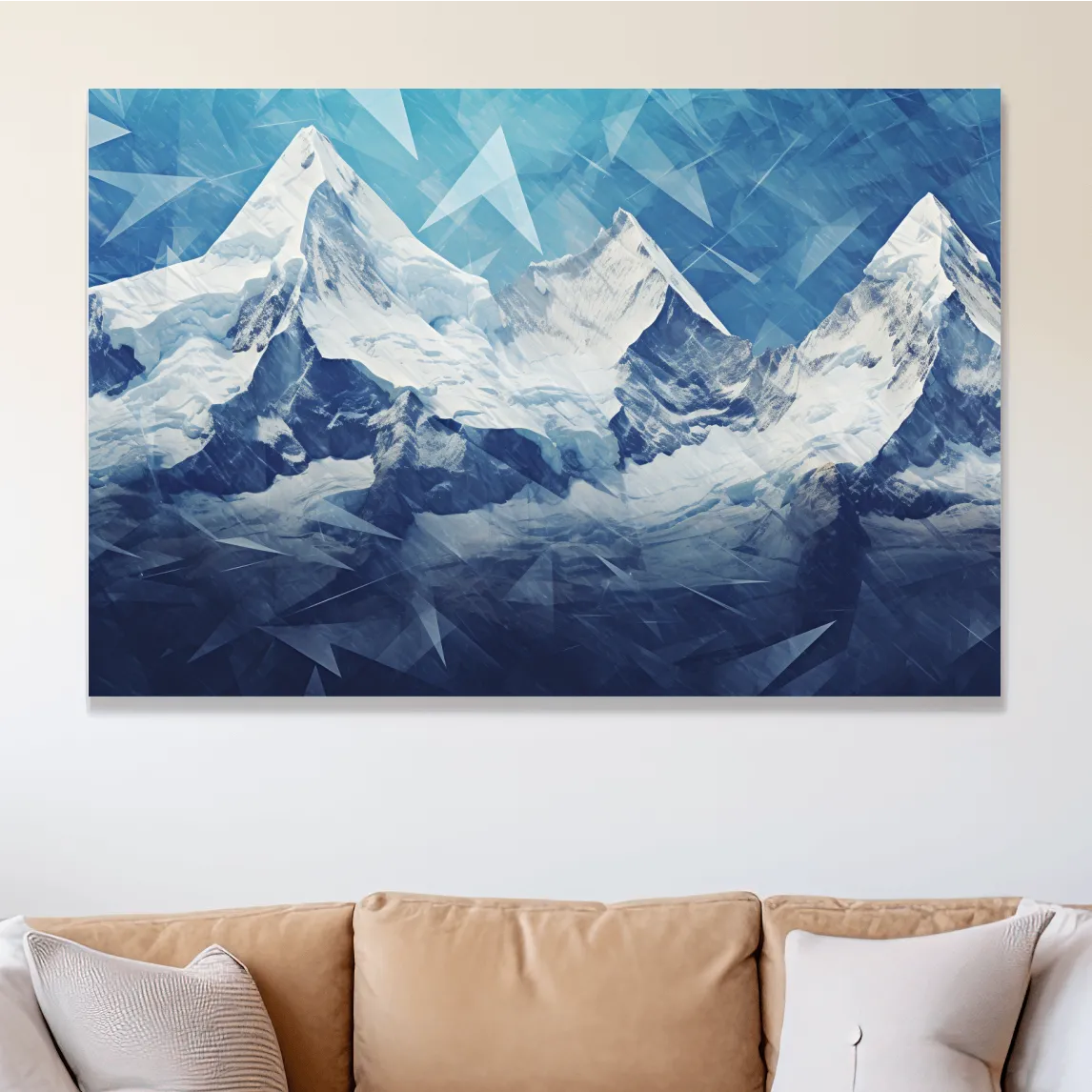 Geometric Icy Glacial Alpine Peaks - Abstract Mountain Landscape Wall Art