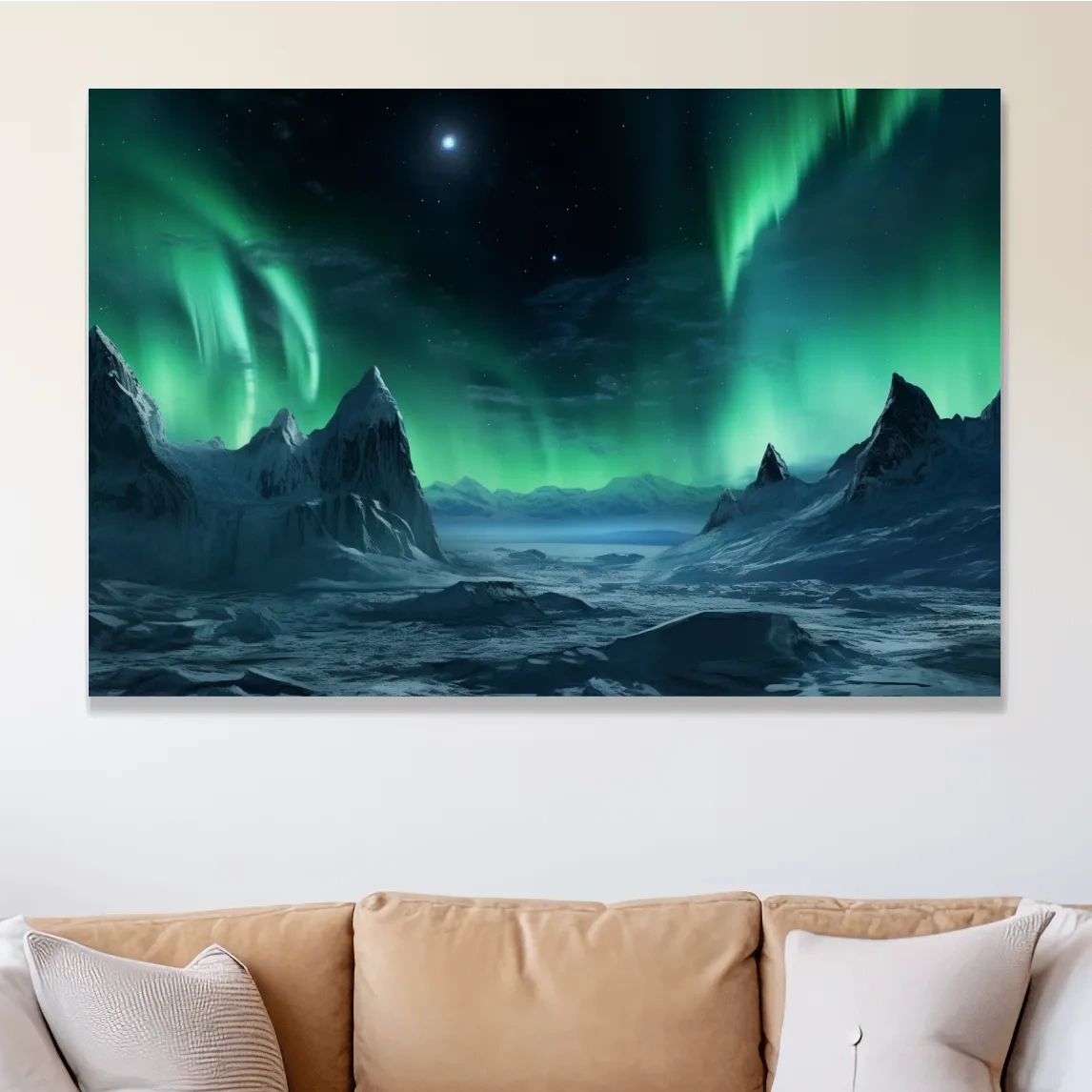 Photographic art, northern lights over the arctic