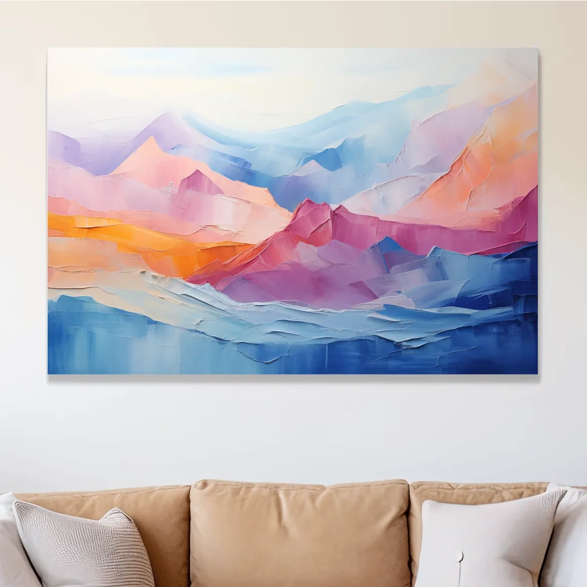 Vibrant Pastel Abstract Mountain Landscape - Colorful Mountain Wall Art