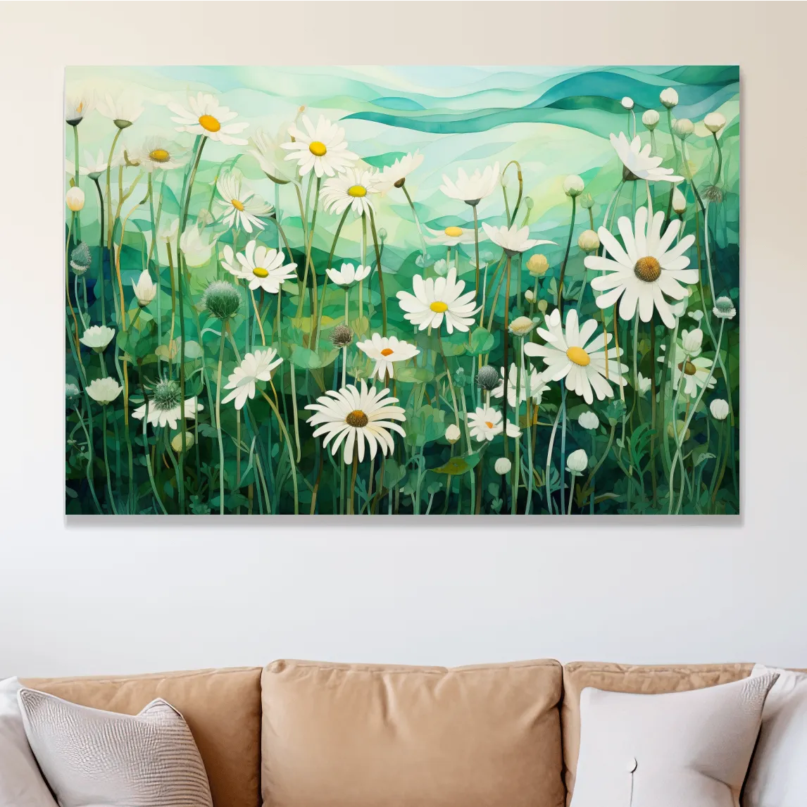 Painting of flowers in the alpine grass