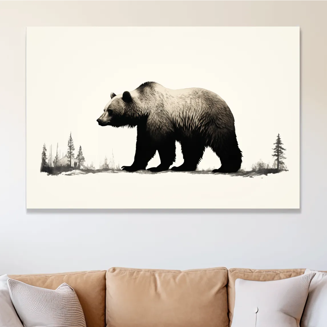 Minimal illustration art of a grizzly bear silhouette