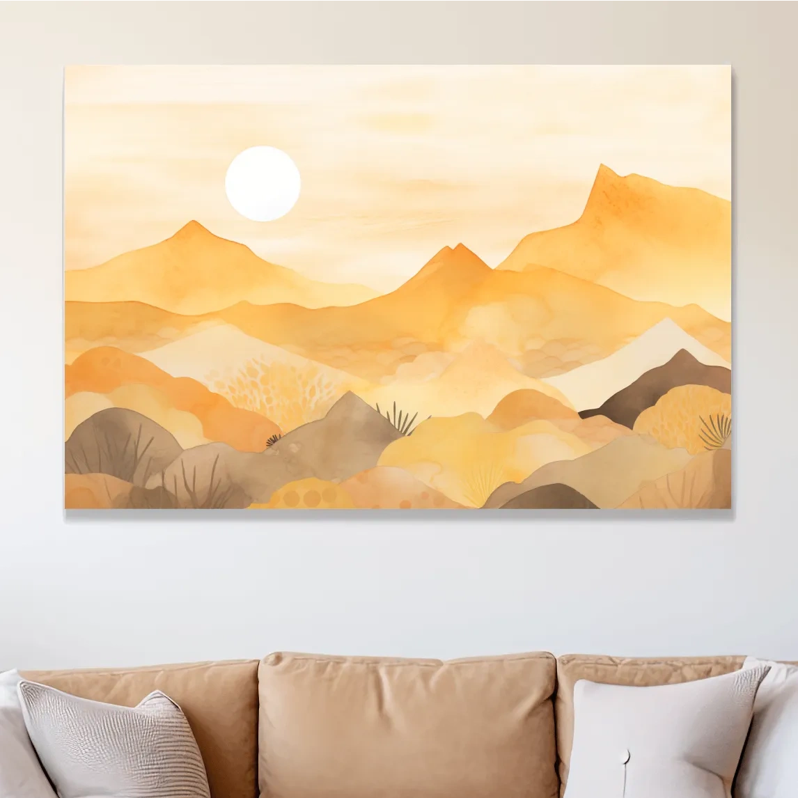 Watercolour painting of expressionism mountain landscapes