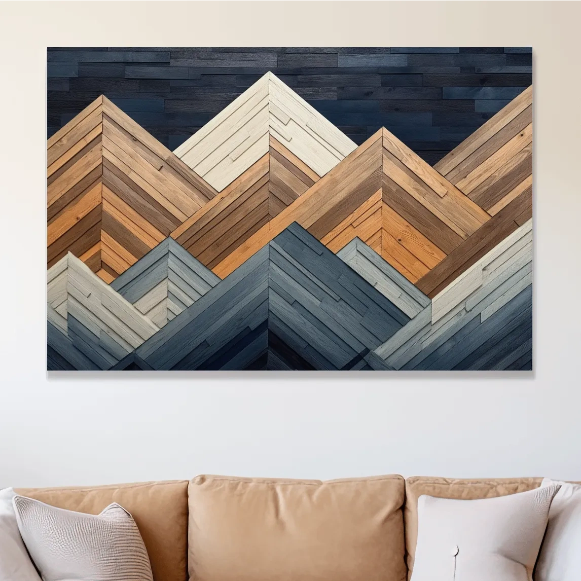 Printed wooden panel mountain art