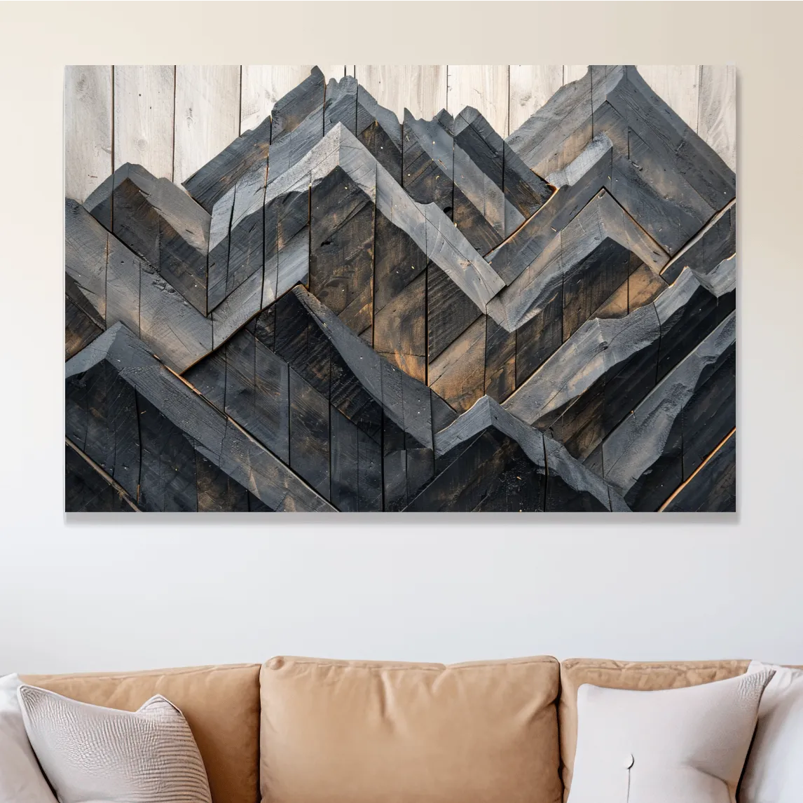 Rustic mountain art, wooden pallets effect