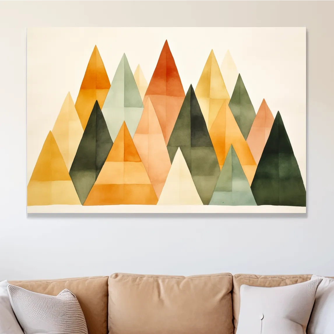 Geometric Watercolor Mountains - Modern Scandi Minimalist Wall Art