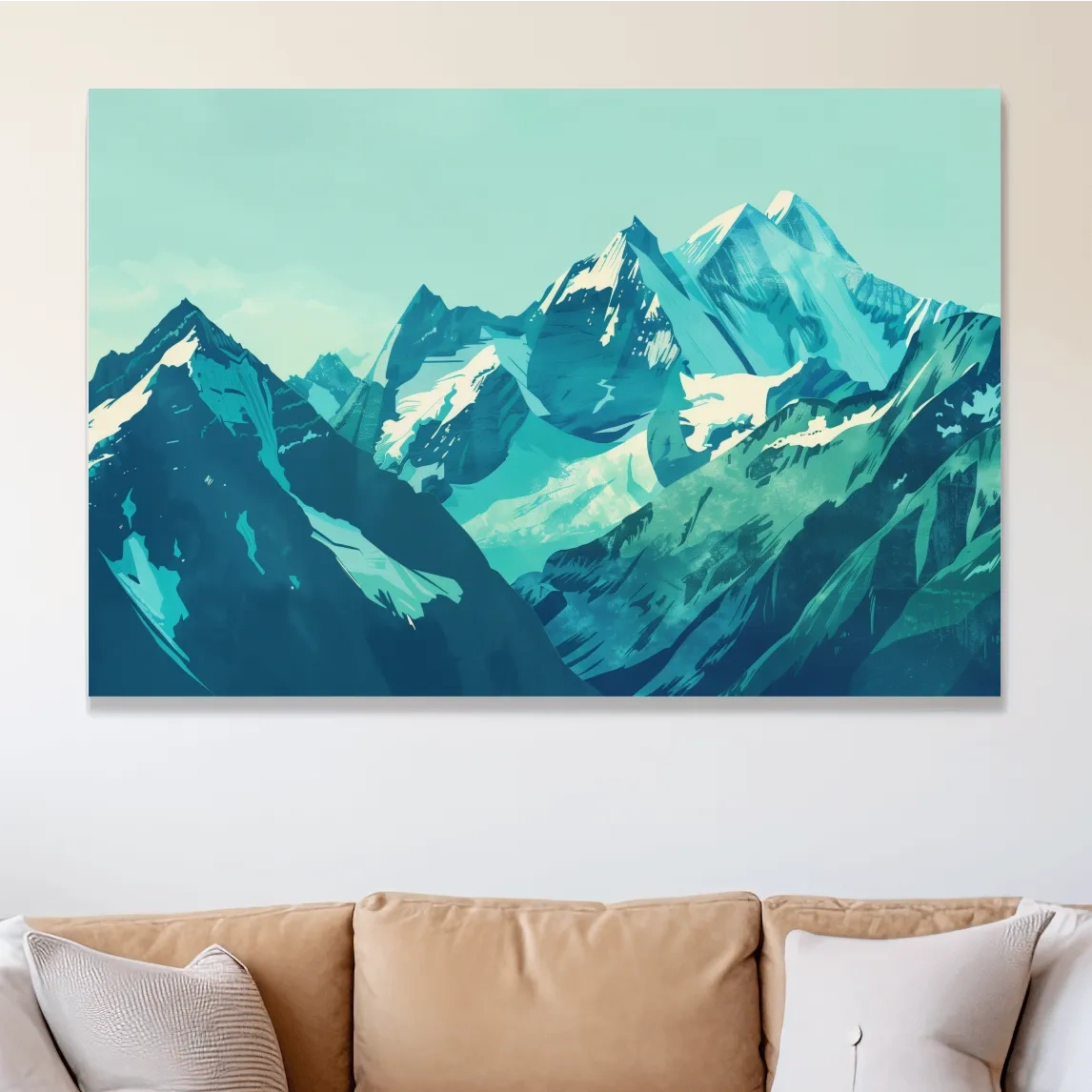 Mountain glacier artwork, stylized vector art