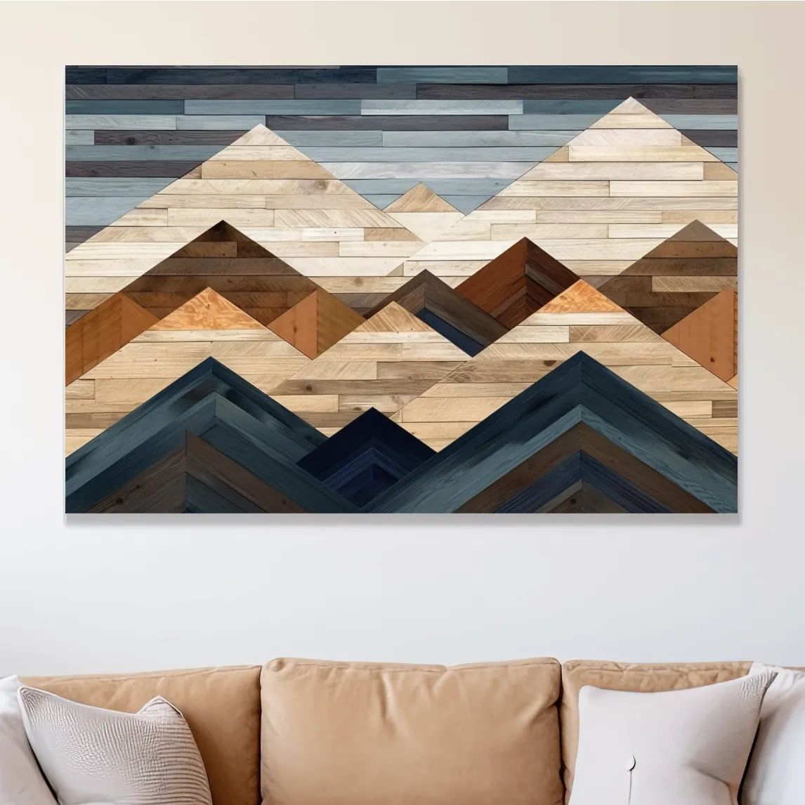Printed wooden panel mountain art