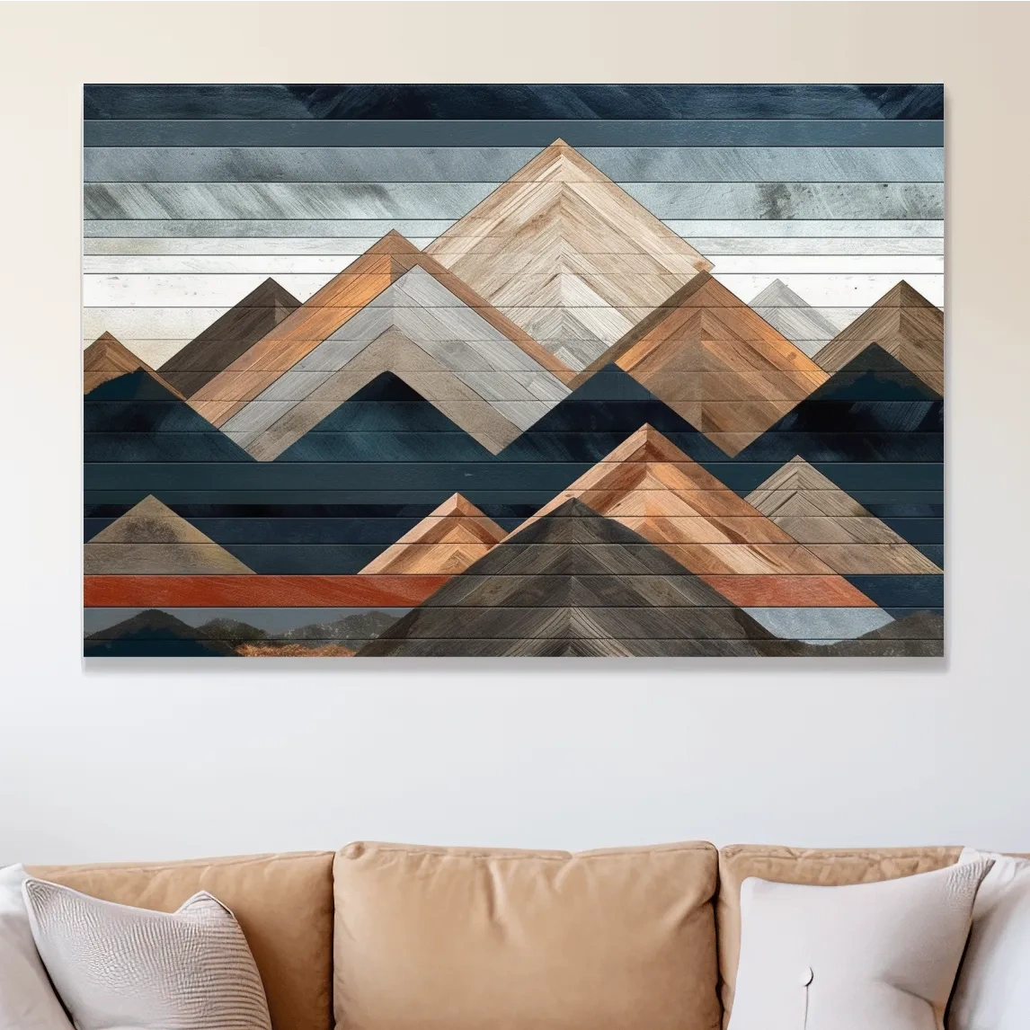 Printed wooden panel mountain art