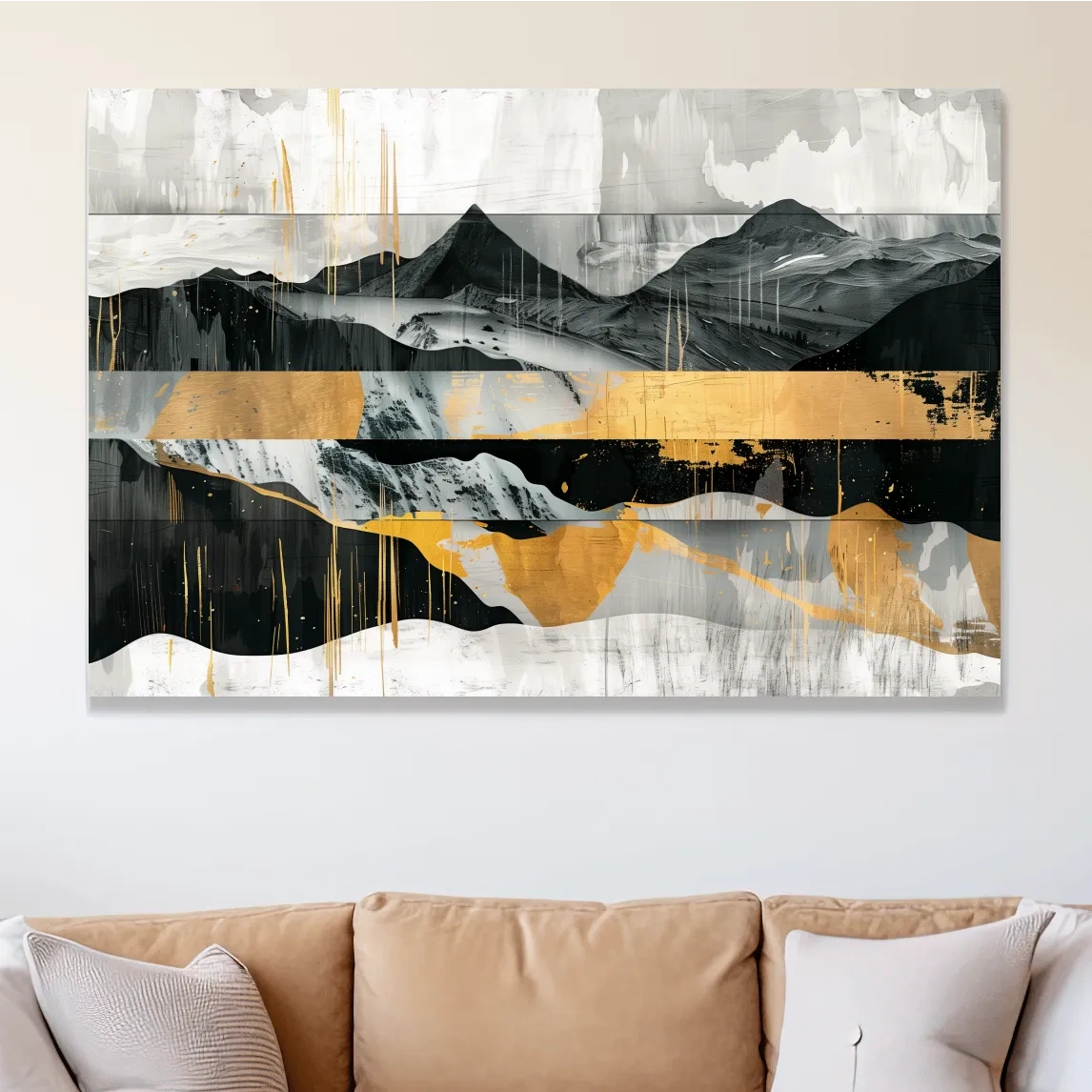 Modern abstract mountain art painting, large format wall art