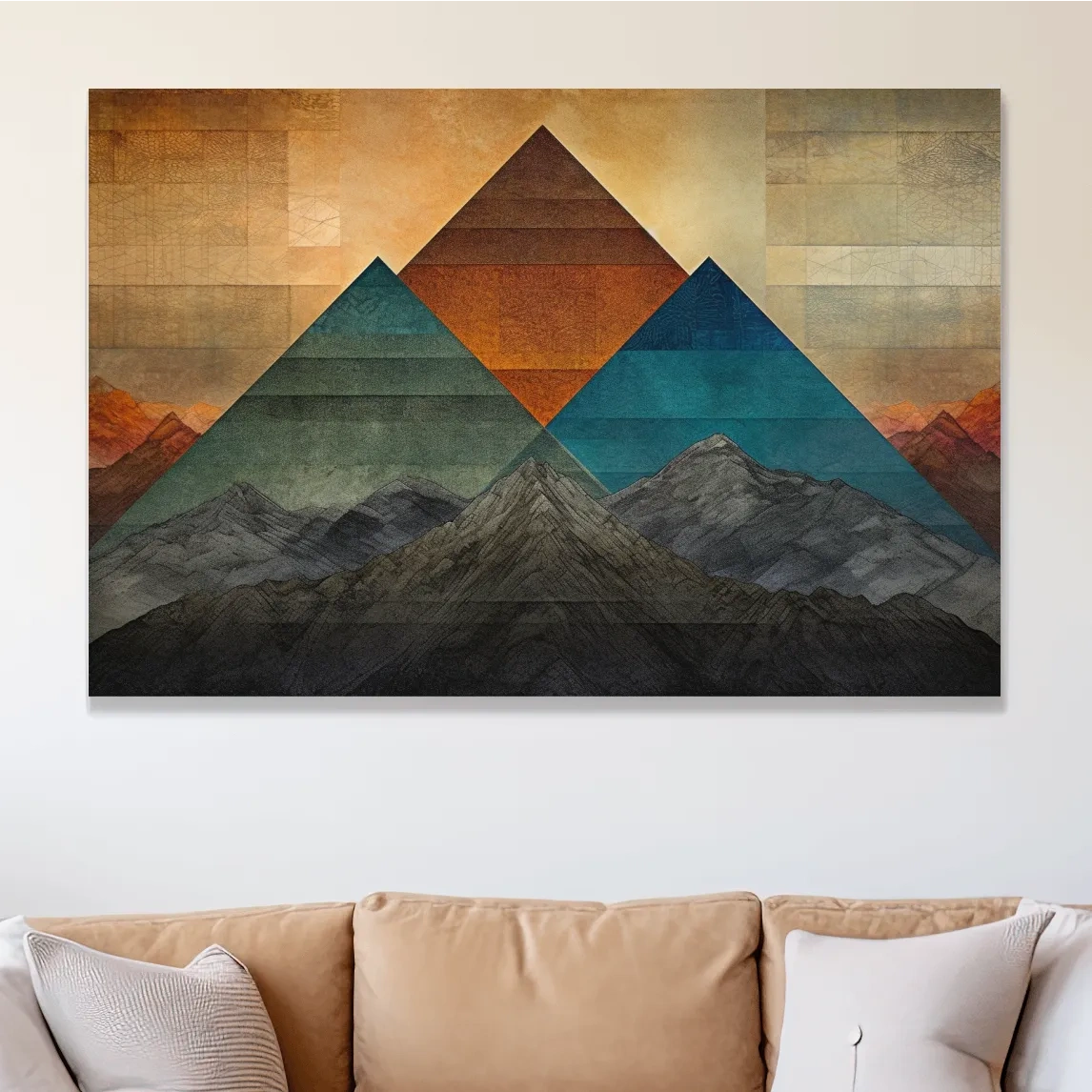 Abstract mountain art, triangular mountain shapes