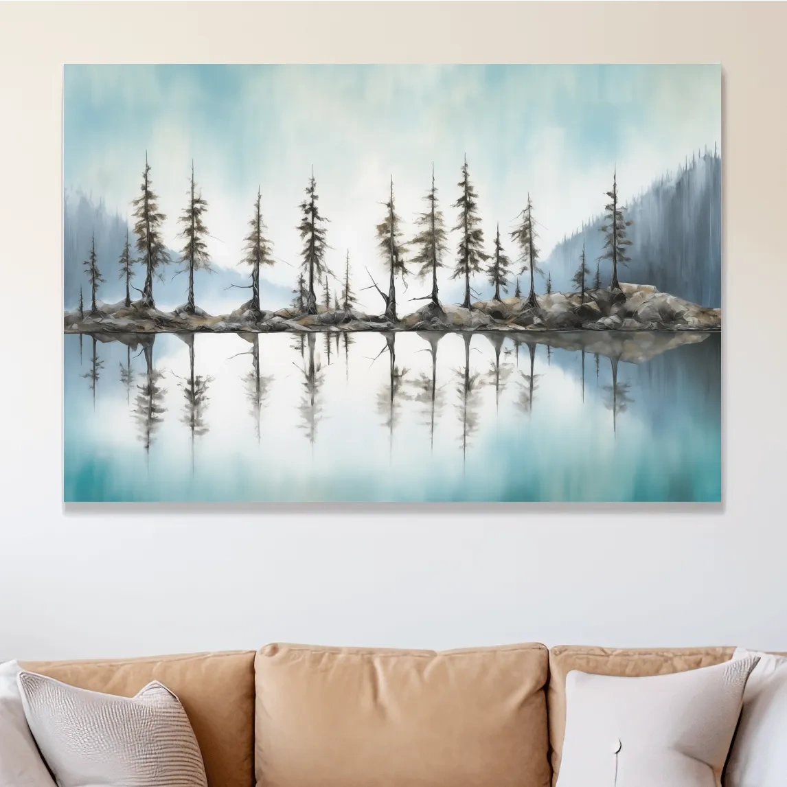 Minimalist Pine Tree Torqouise Alpine Lake Reflection - Pacific Northwest Wall Art