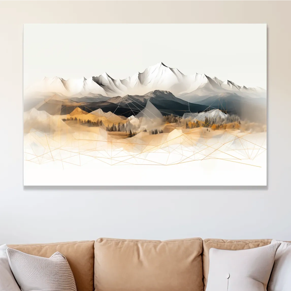 Abstract and geometric mountain wall art