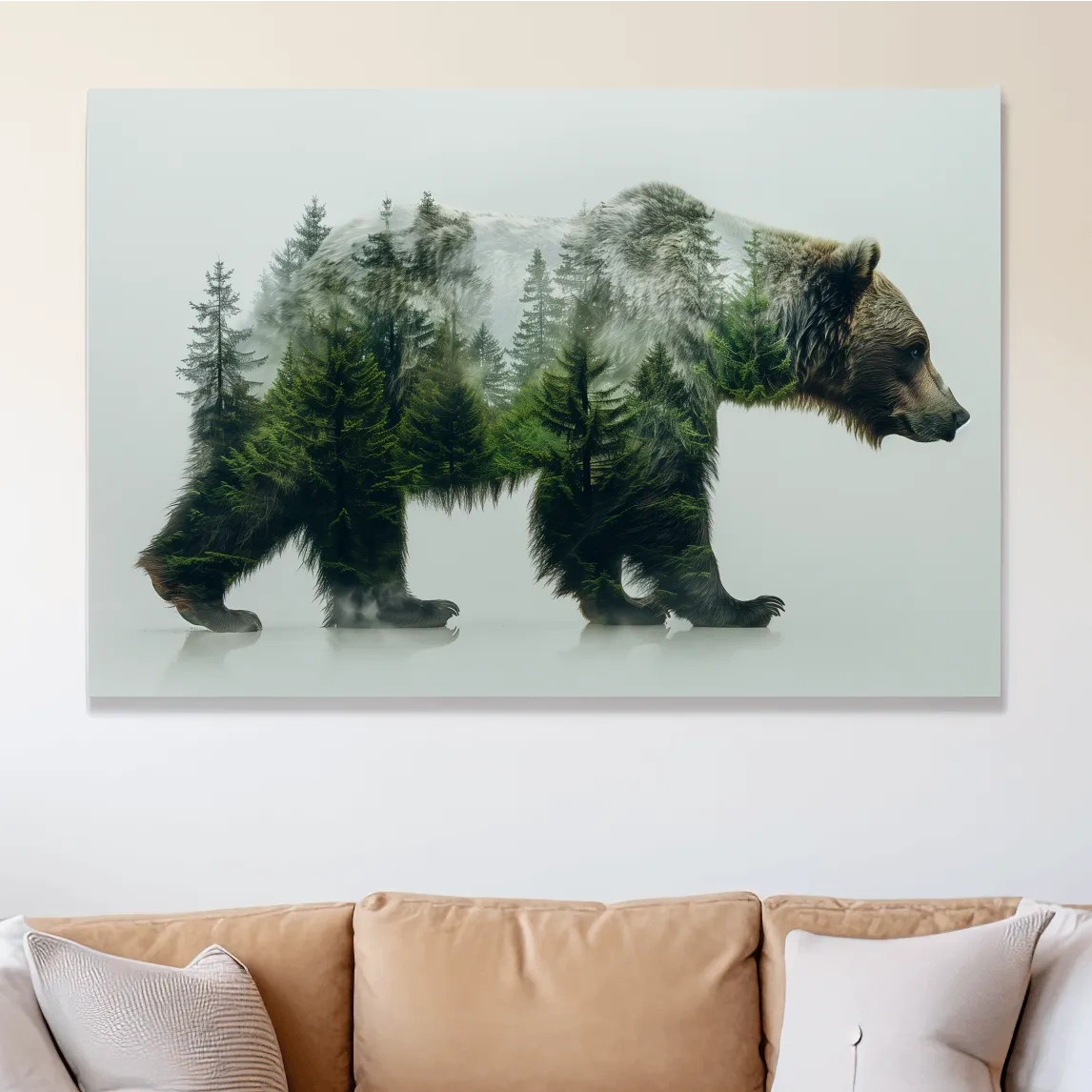 Surreal Grizzly Bear Double Exposure Forest - Wildlife Nature Wall Art