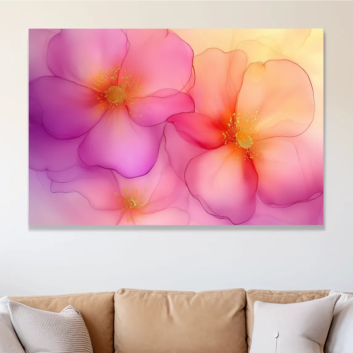 Poppy flowers, beautiful watercolour painting style wall art
